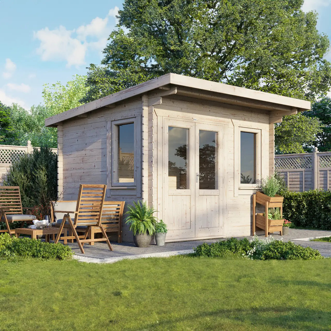 Powersheds Pent Log Cabin - 28mm