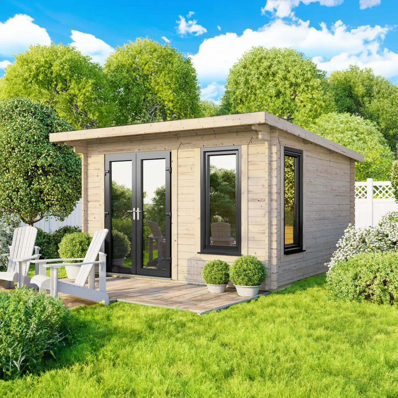 Powersheds Pent Log Cabin - 44mm