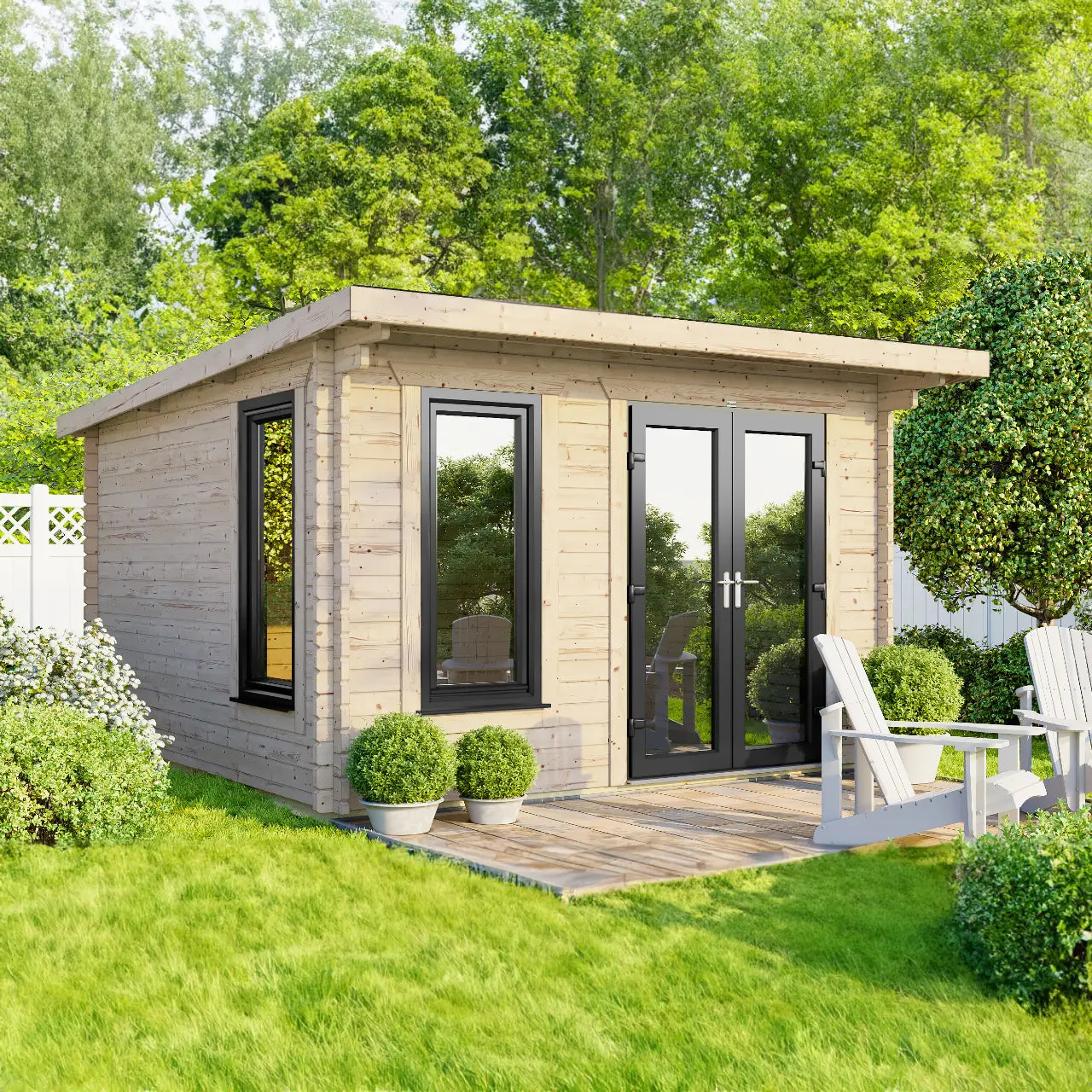 Powersheds Pent Log Cabin - 44mm