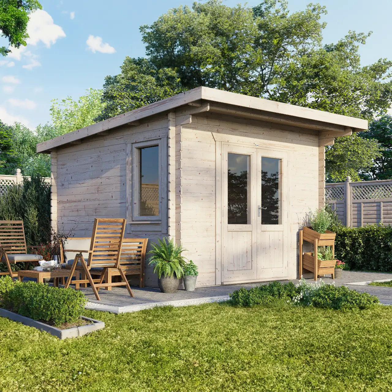 Powersheds Pent Log Cabin - 28mm
