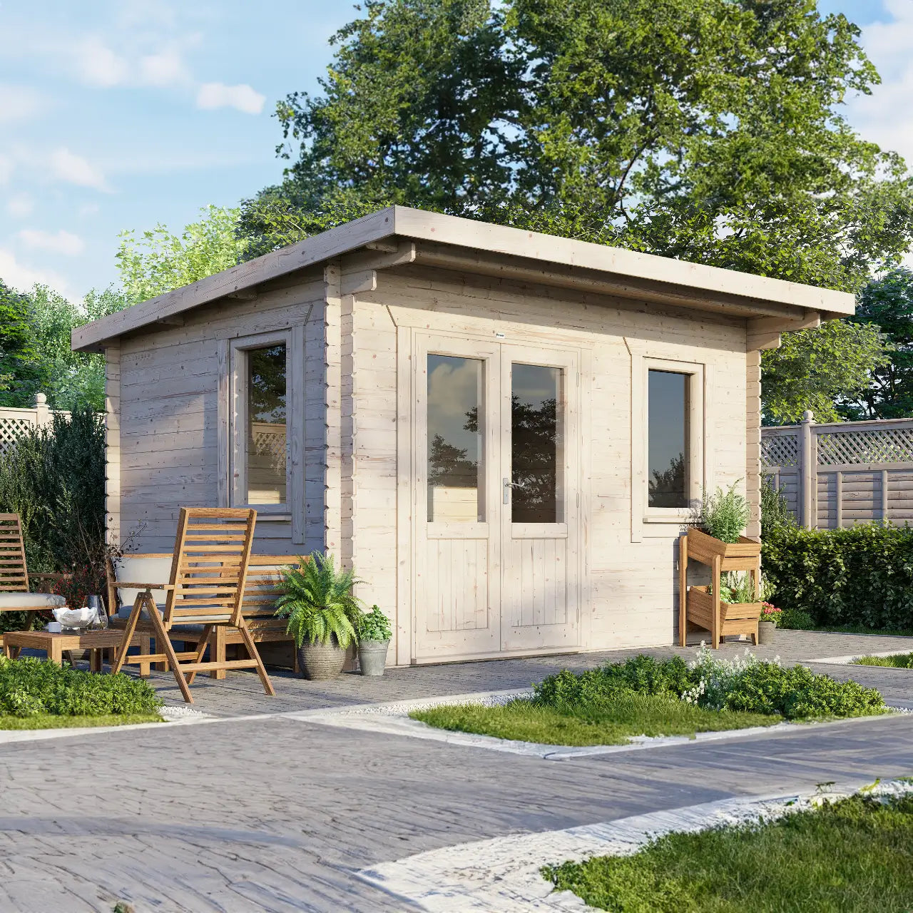 Powersheds Pent Log Cabin - 28mm