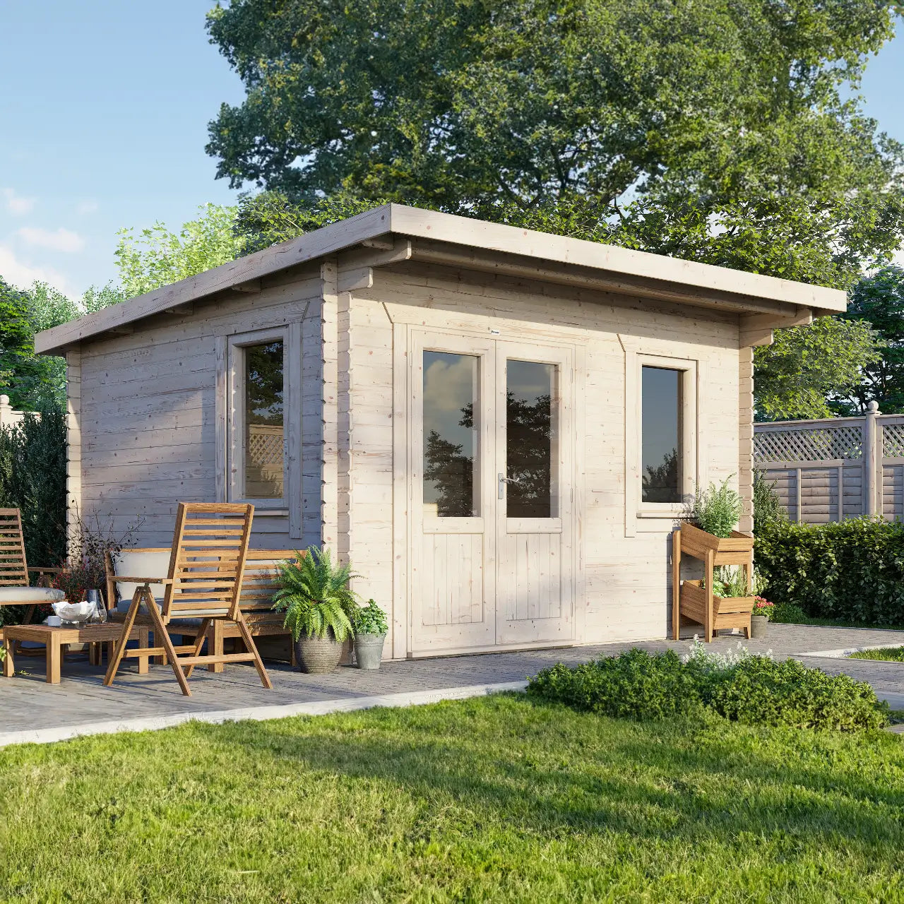 Powersheds Pent Log Cabin - 28mm