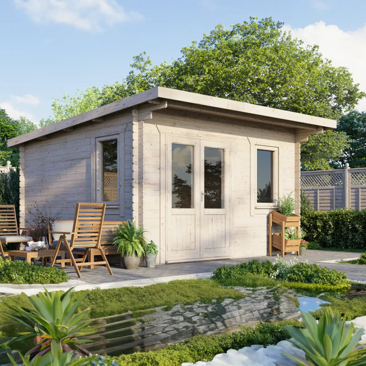 Powersheds Pent Log Cabin - 28mm