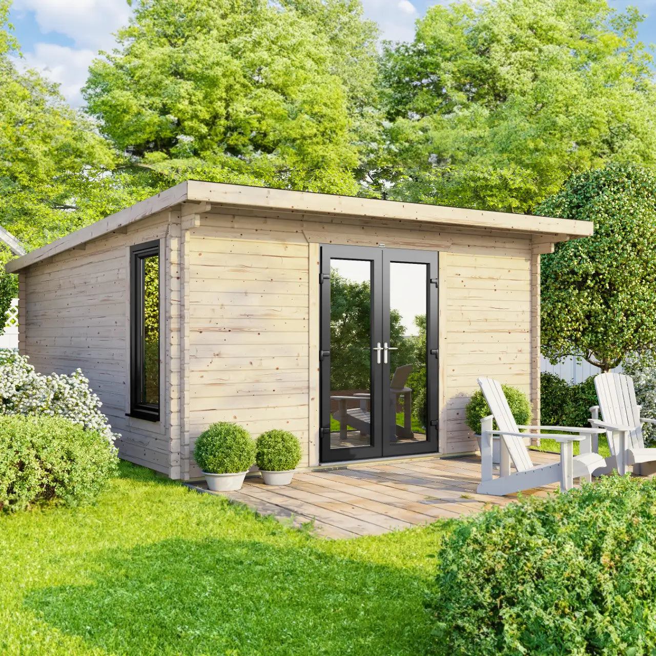 Powersheds Pent Log Cabin - 44mm