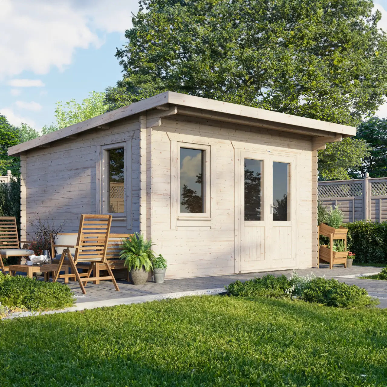 Powersheds Pent Log Cabin - 28mm