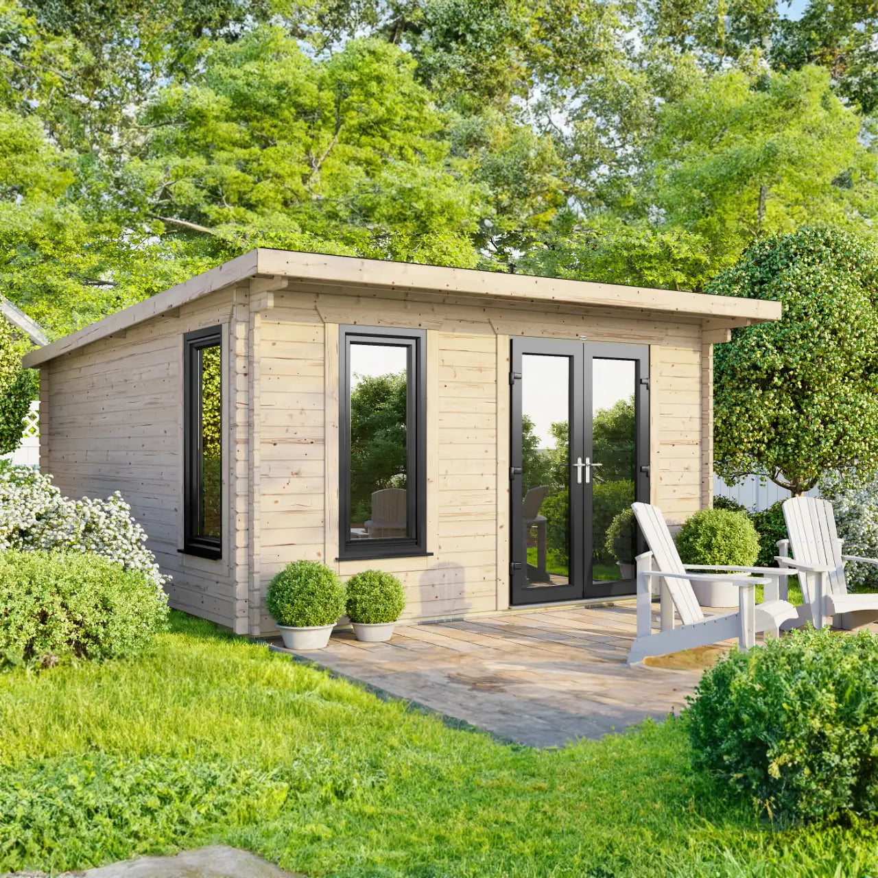Powersheds Pent Log Cabin - 44mm