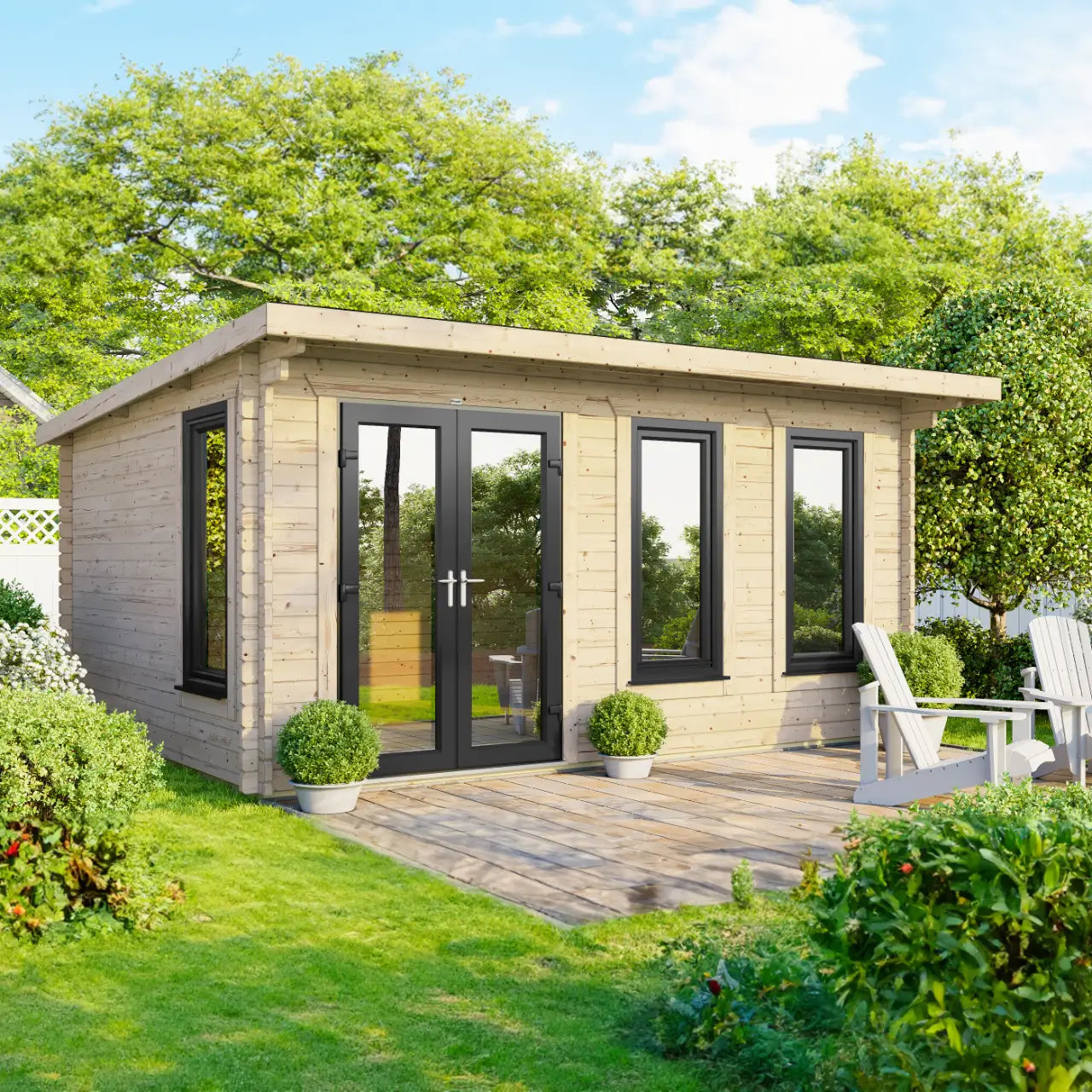 Powersheds Pent Log Cabin - 44mm