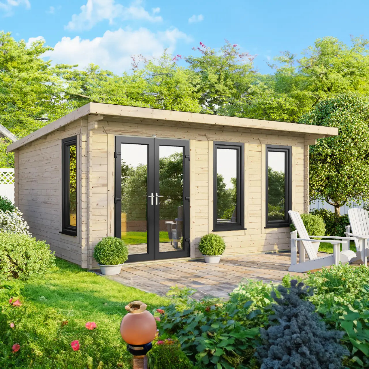Powersheds Pent Log Cabin - 44mm