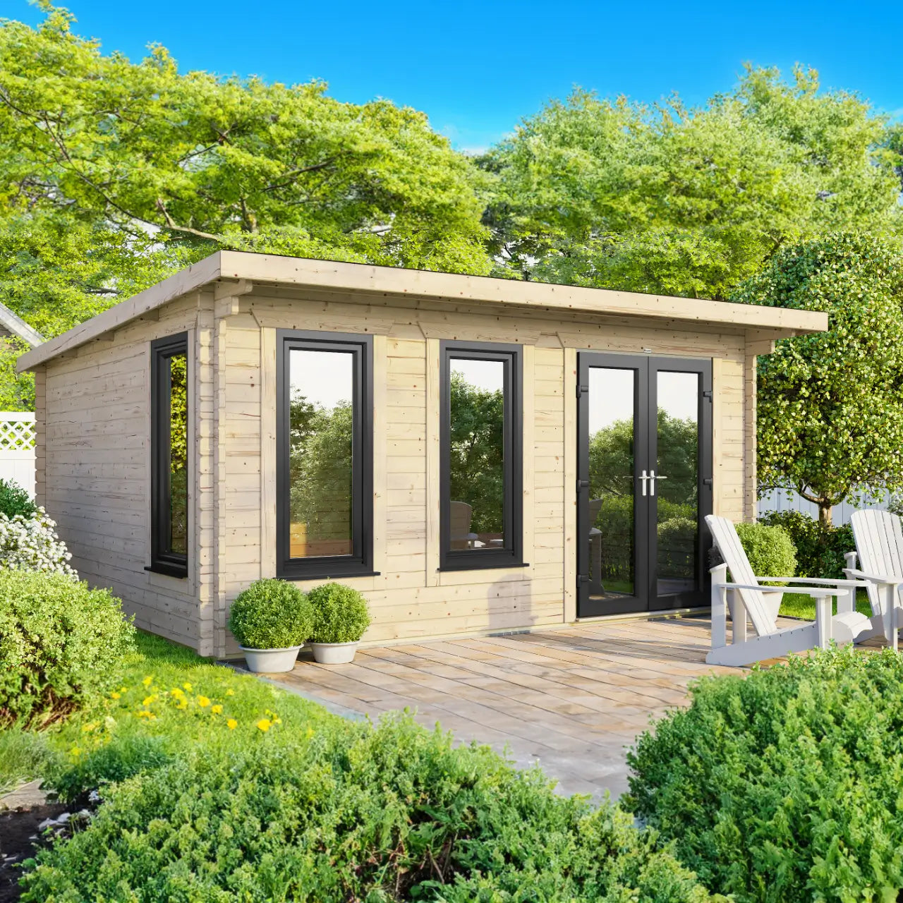 Powersheds Pent Log Cabin - 44mm