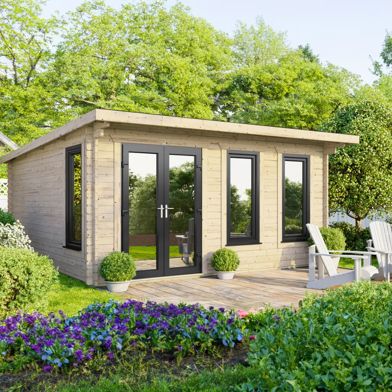Powersheds Pent Log Cabin - 44mm