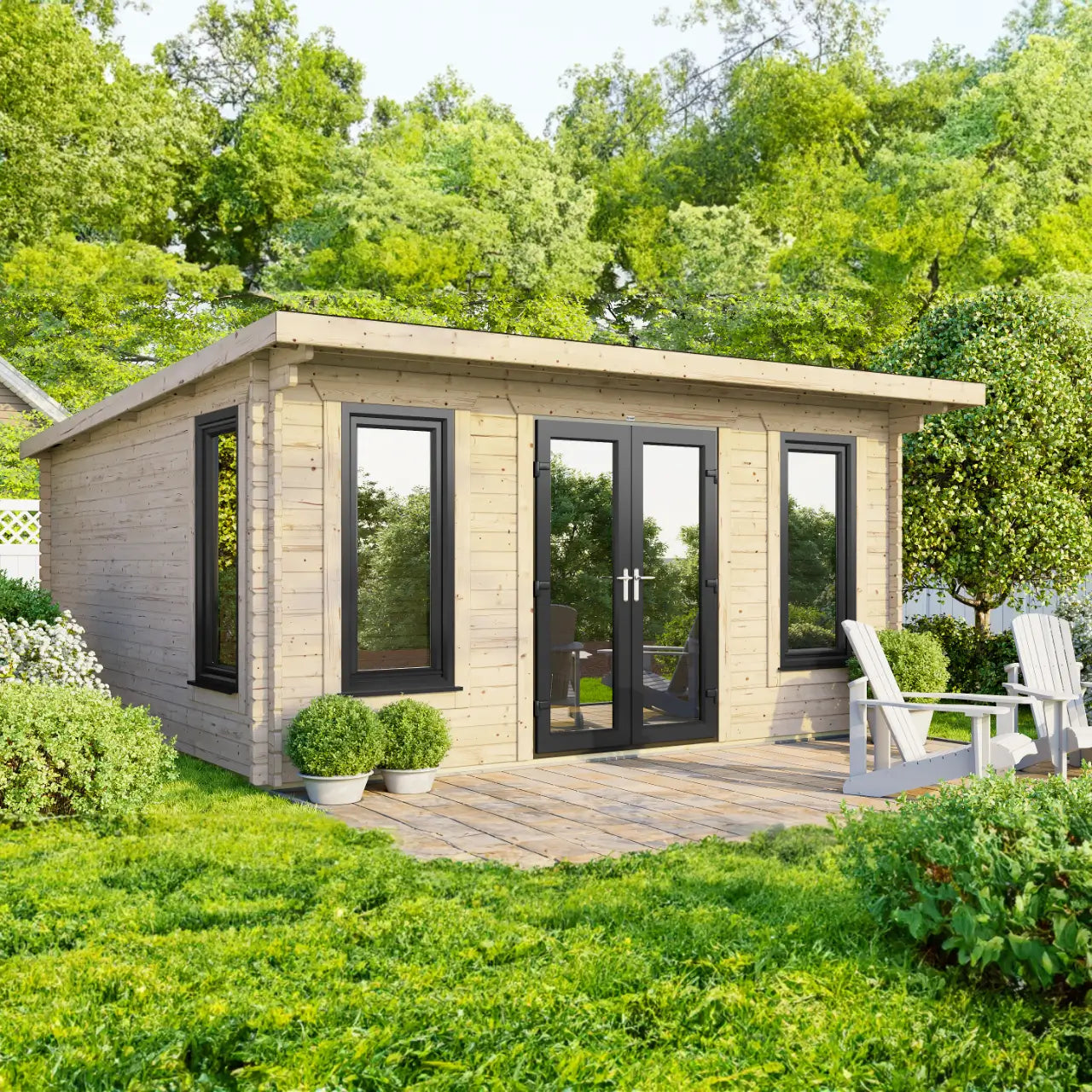 Powersheds Pent Log Cabin - 44mm