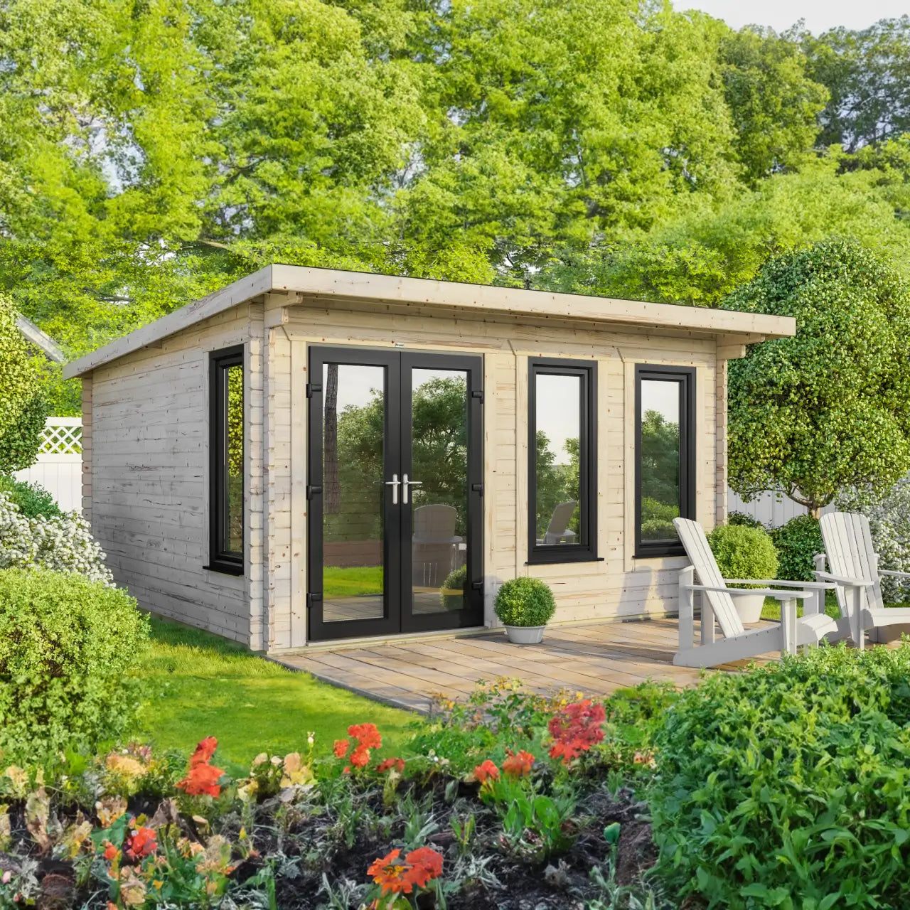 Powersheds Pent Log Cabin - 44mm