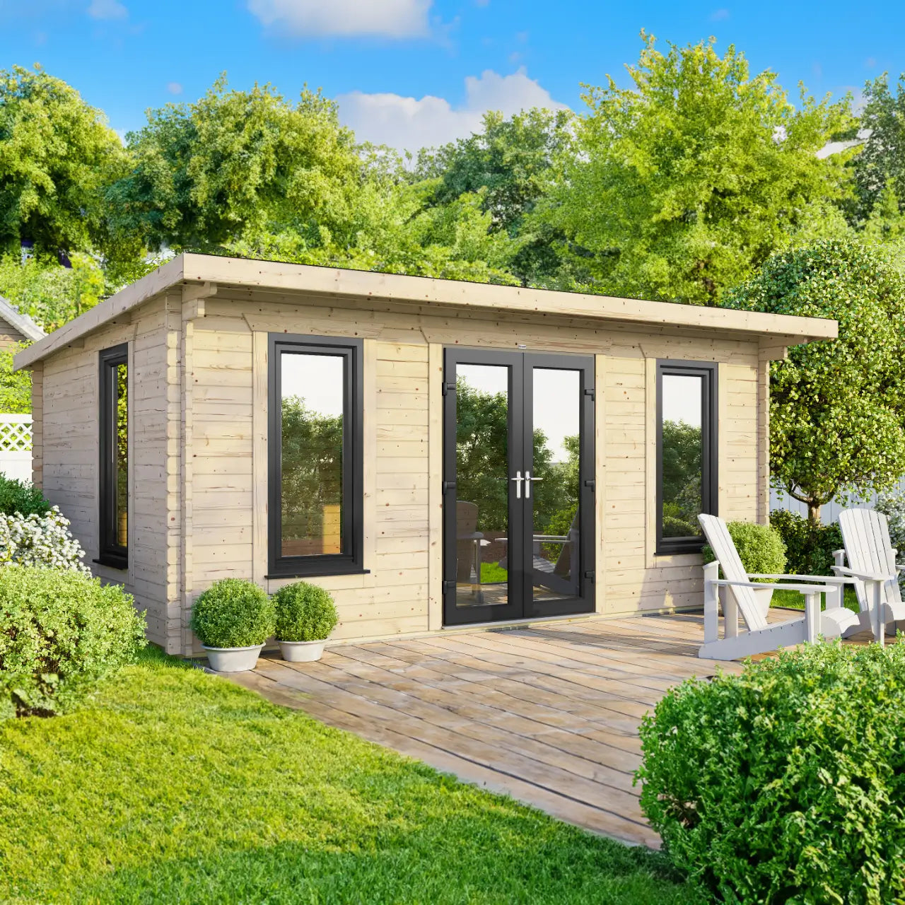 Powersheds Pent Log Cabin - 44mm