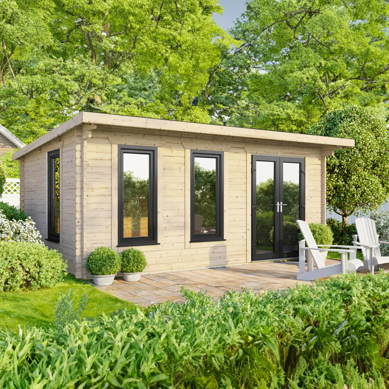Powersheds Pent Log Cabin - 44mm