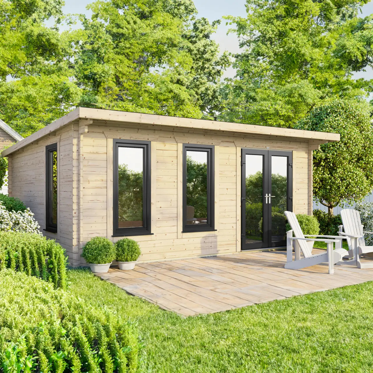 Powersheds Pent Log Cabin - 44mm