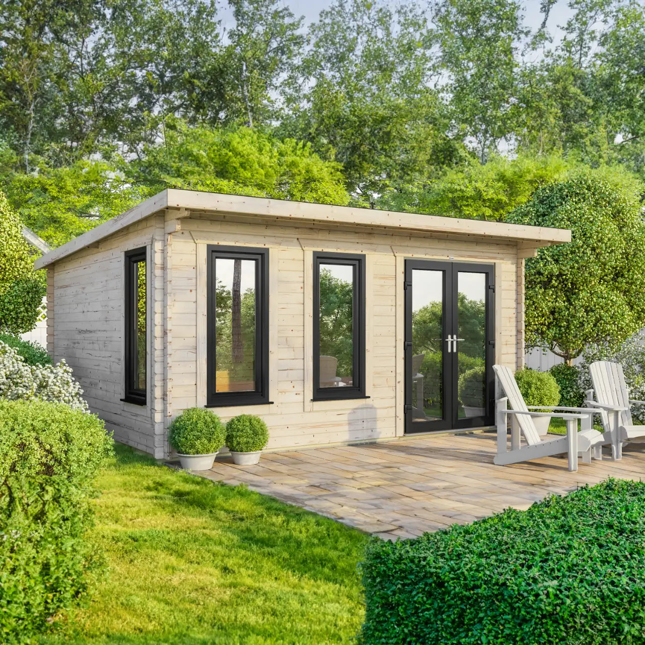 Powersheds Pent Log Cabin - 44mm