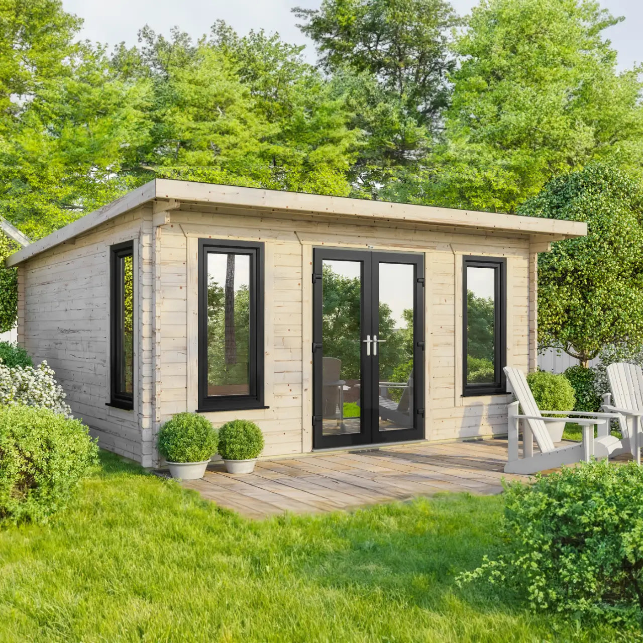 Powersheds Pent Log Cabin - 44mm