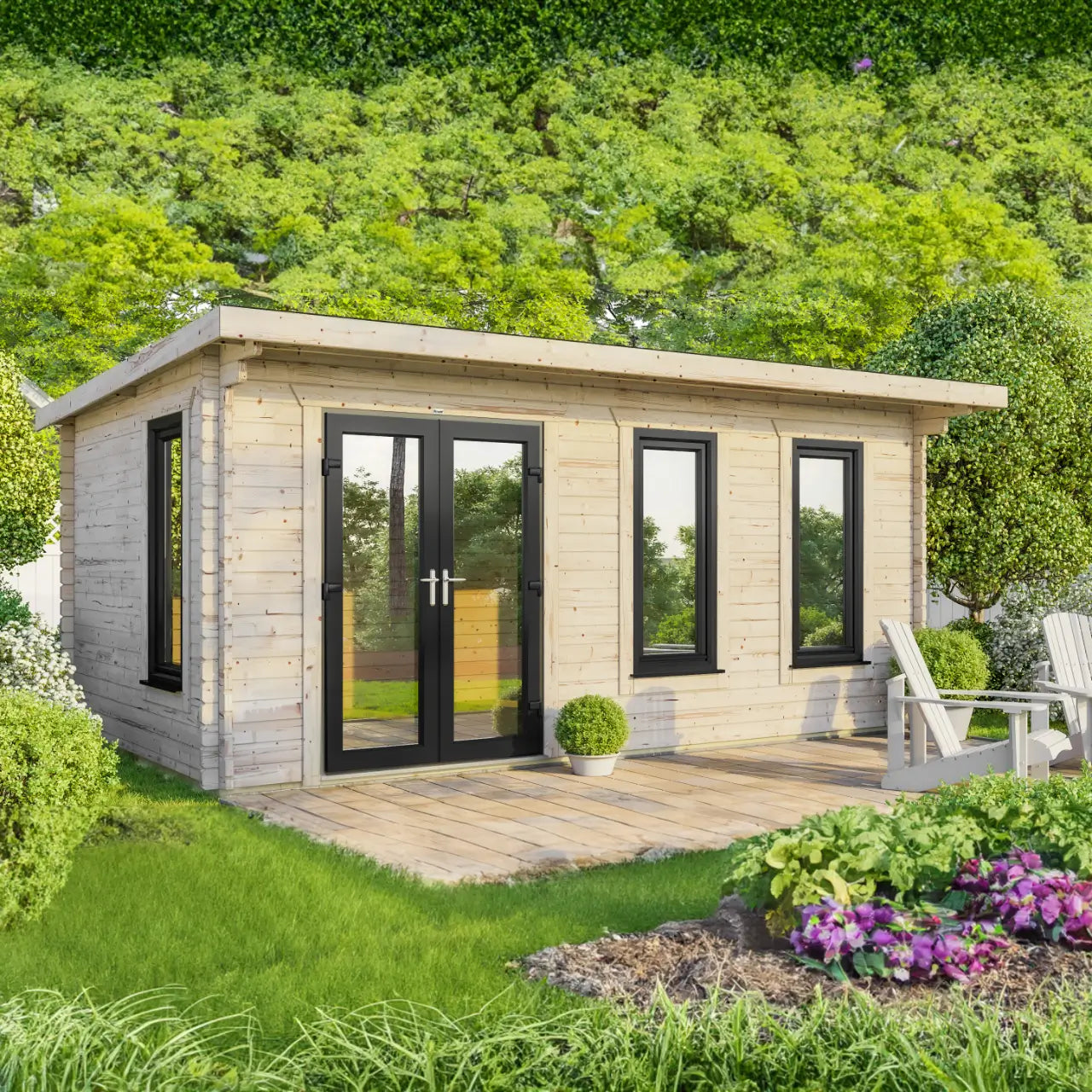 Powersheds Pent Log Cabin - 44mm