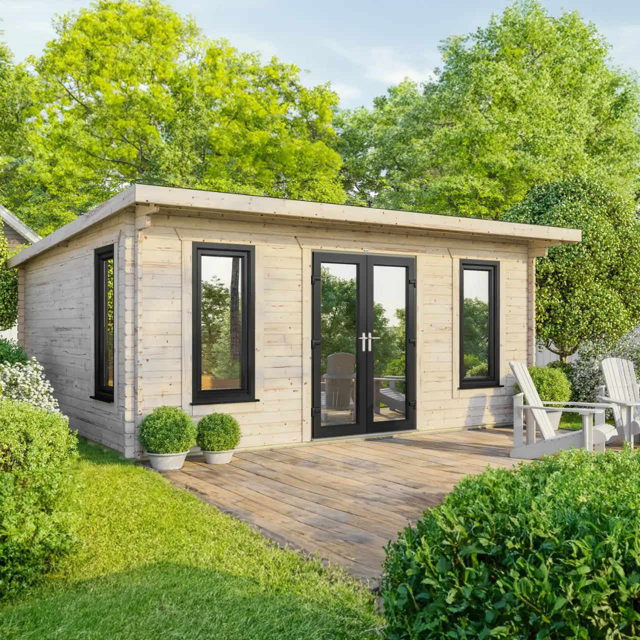 Powersheds Pent Log Cabin - 44mm