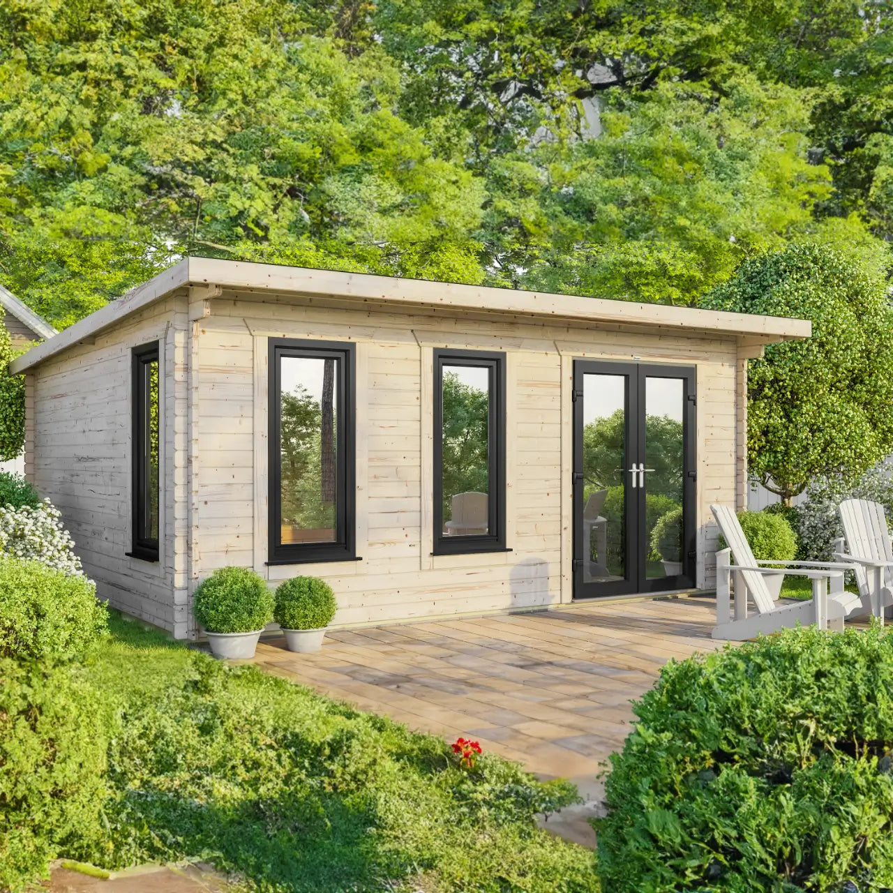 Powersheds Pent Log Cabin - 44mm
