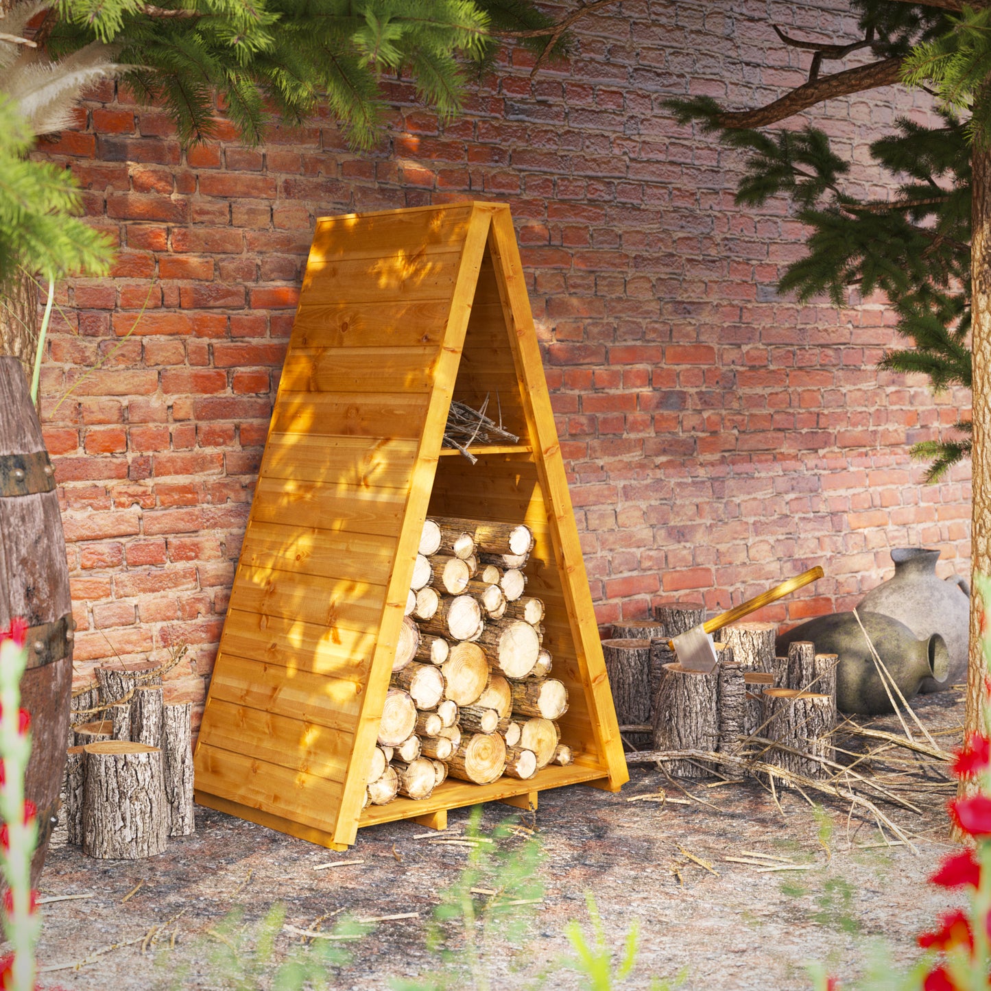 Powersheds Triangular Log Store (Shelving Included)