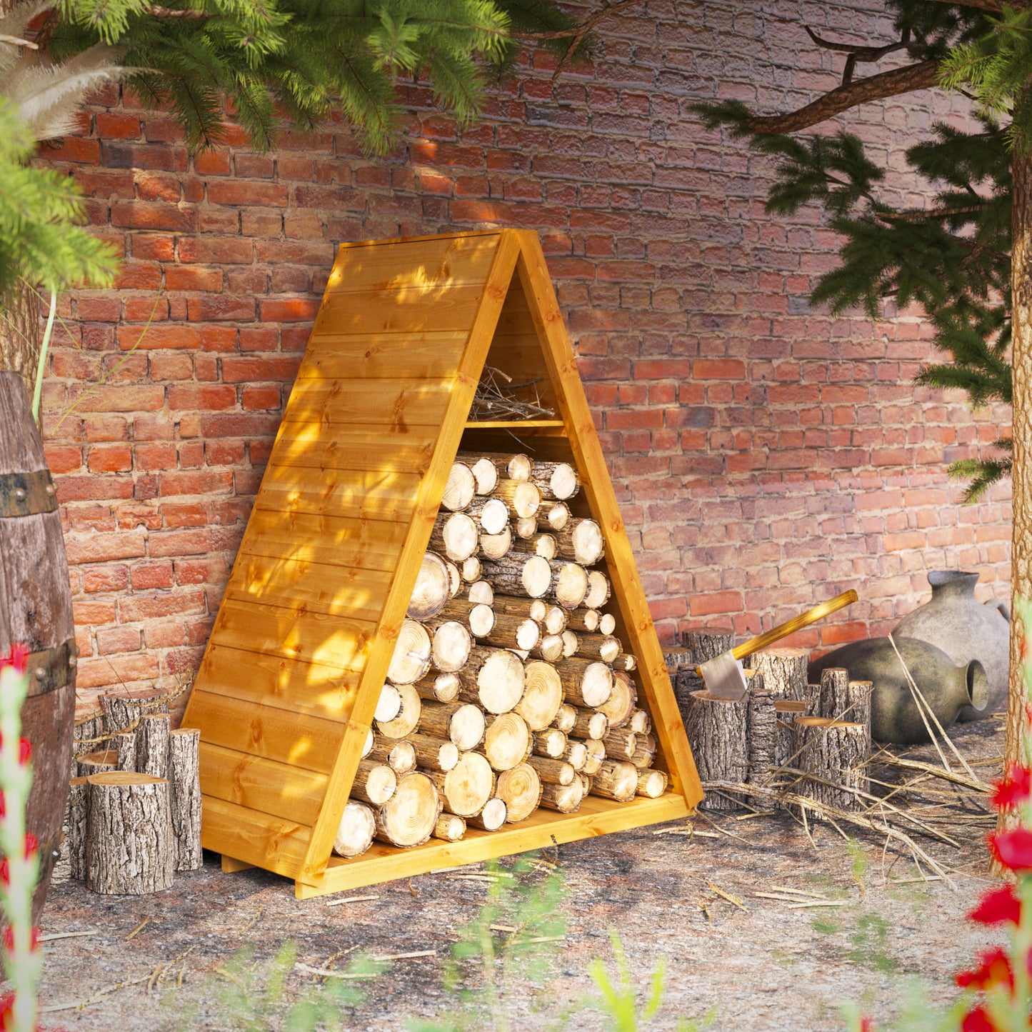 Powersheds Triangular Log Store (Shelving Included)