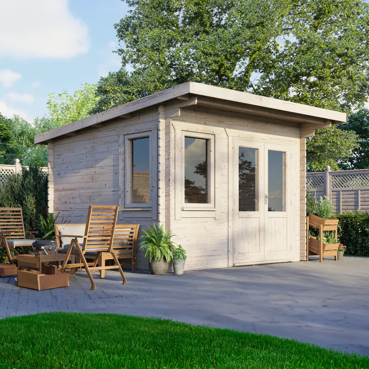 Powersheds Pent Log Cabin - 28mm