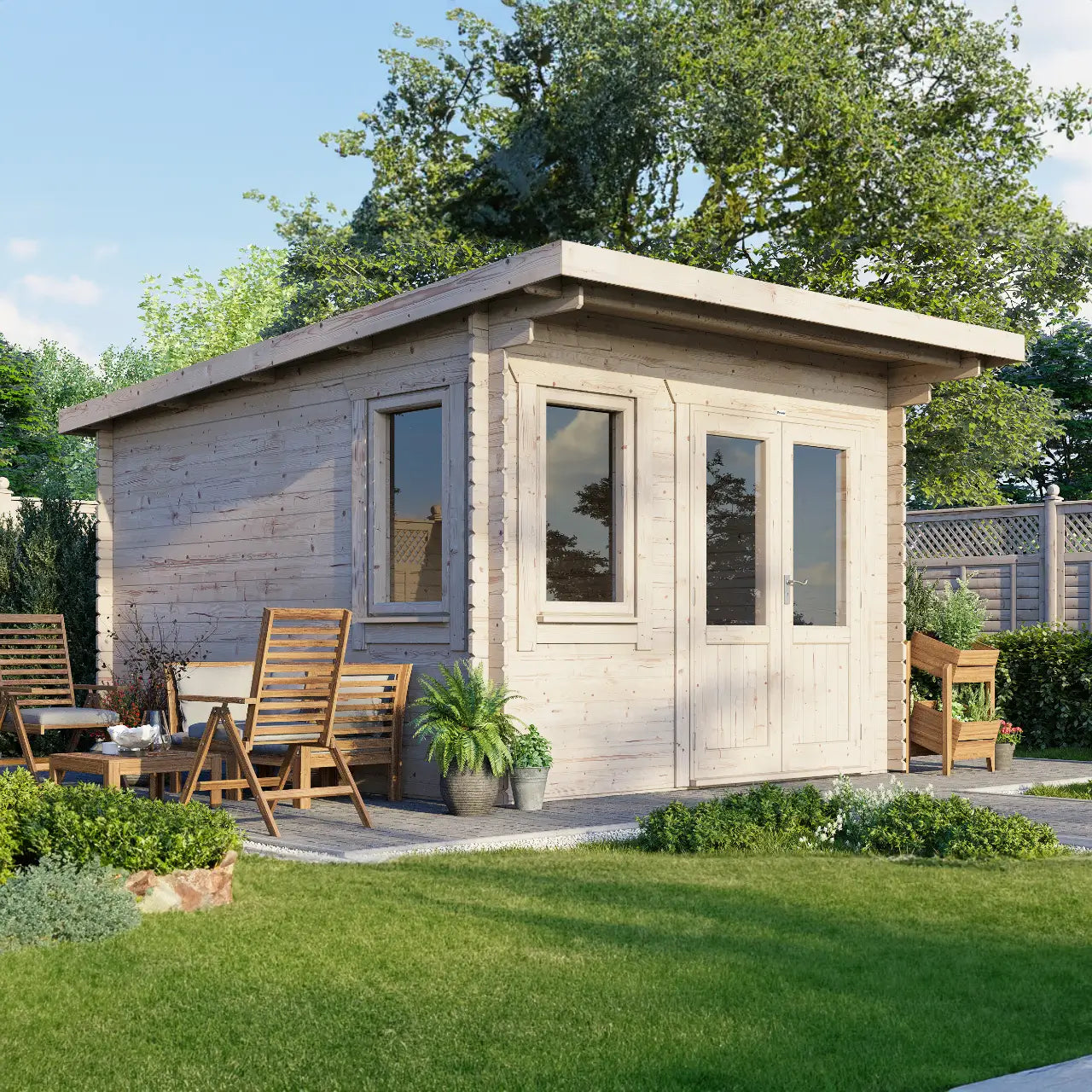Powersheds Pent Log Cabin - 28mm