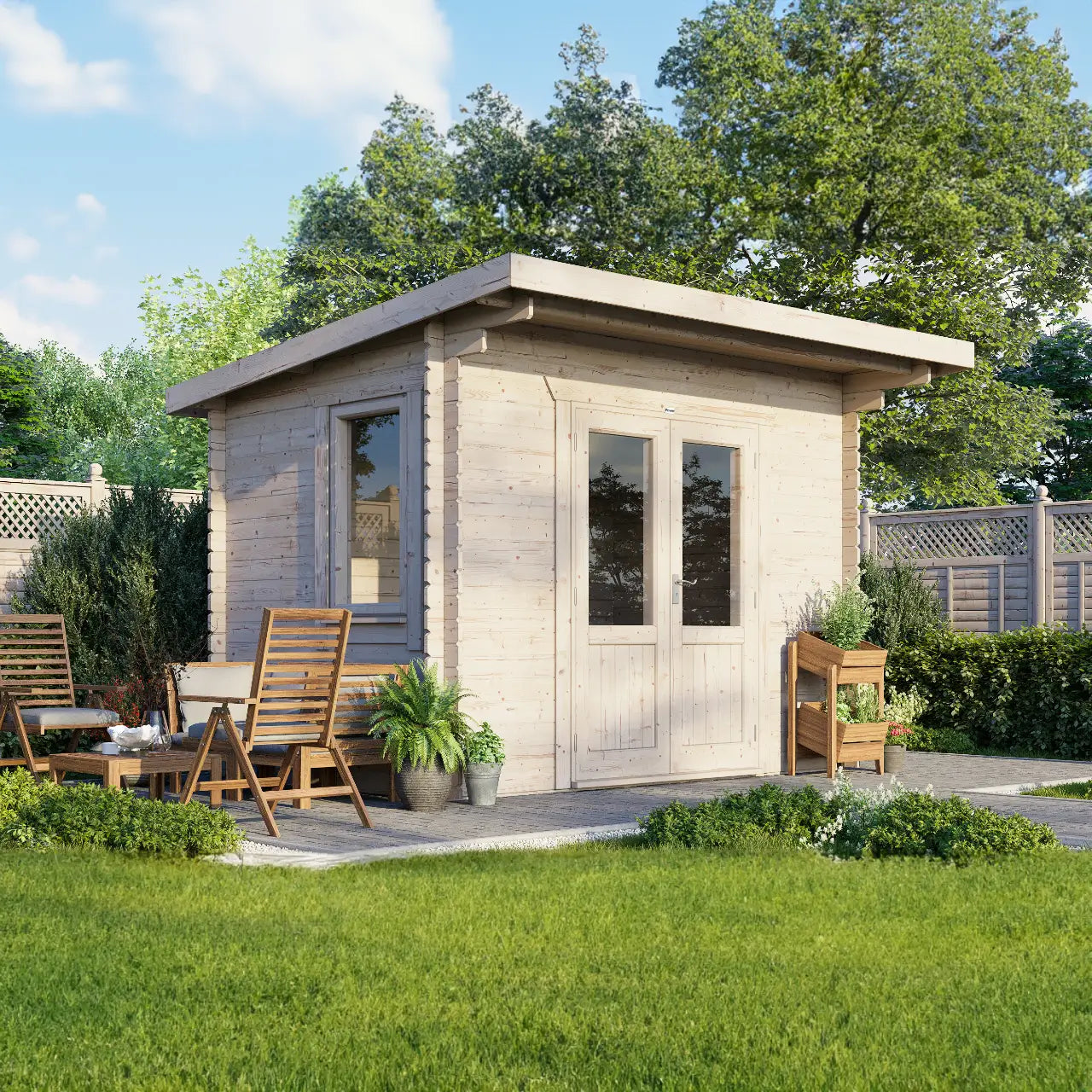 Powersheds Pent Log Cabin - 28mm