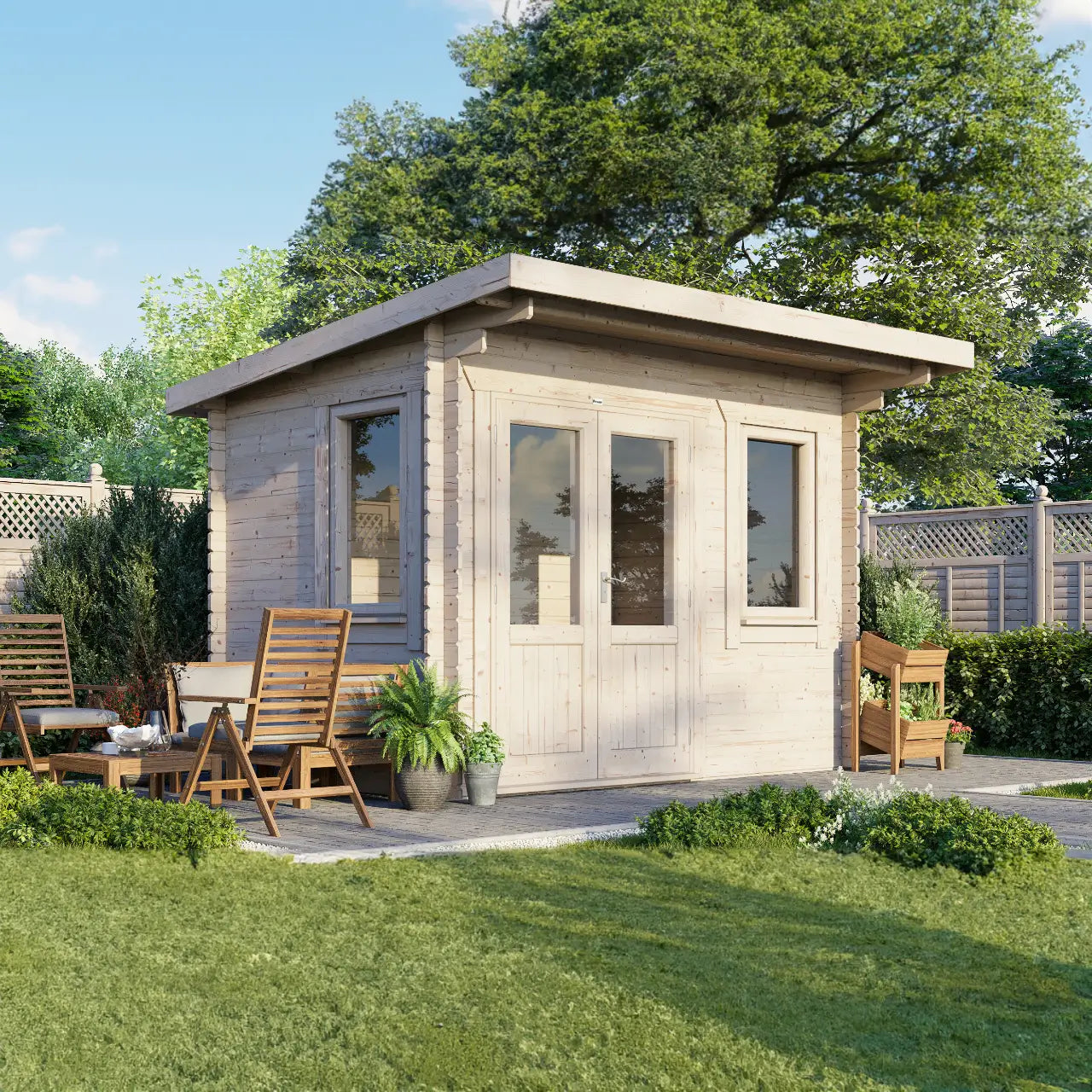 Powersheds Pent Log Cabin - 28mm