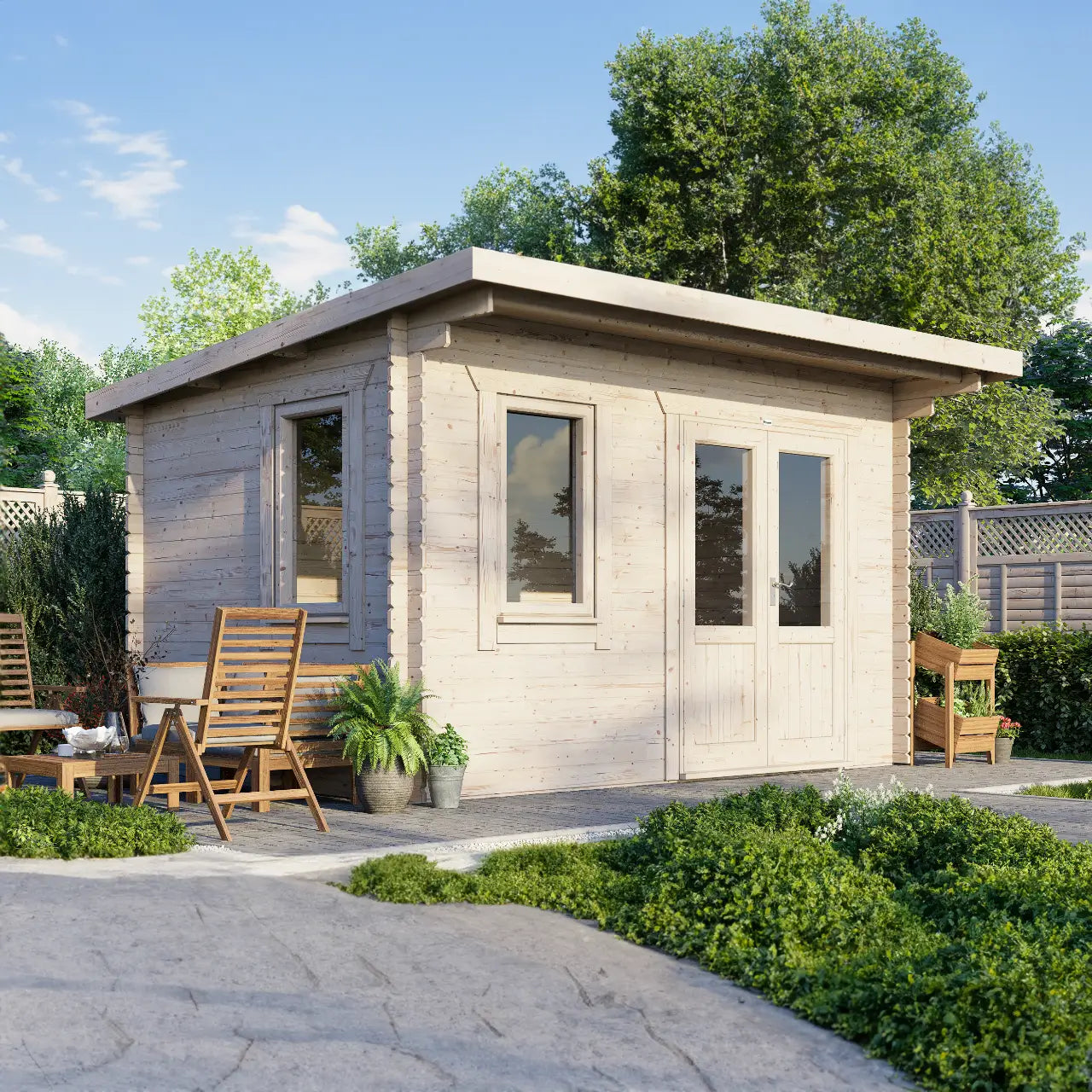Powersheds Pent Log Cabin - 28mm