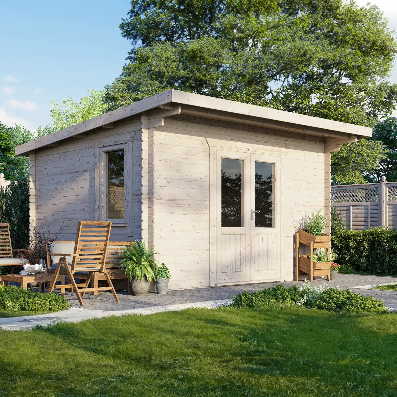 Powersheds Pent Log Cabin - 28mm