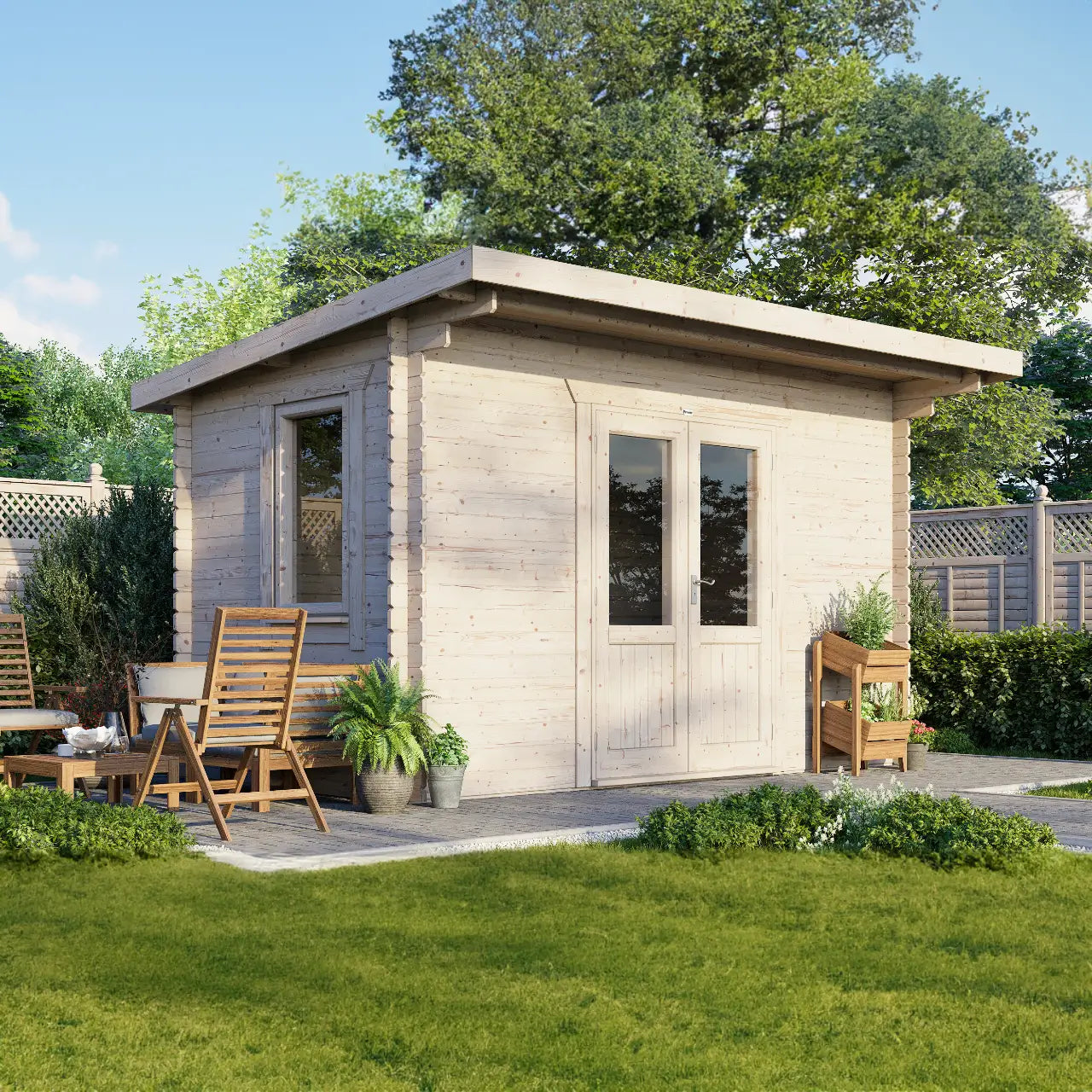 Powersheds Pent Log Cabin - 28mm