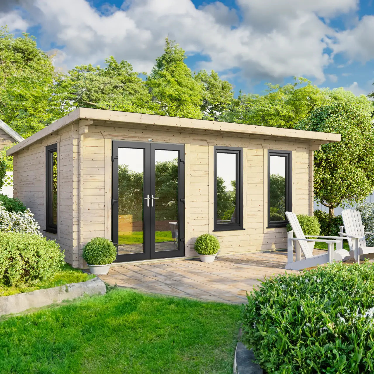 Powersheds Pent Log Cabin - 44mm