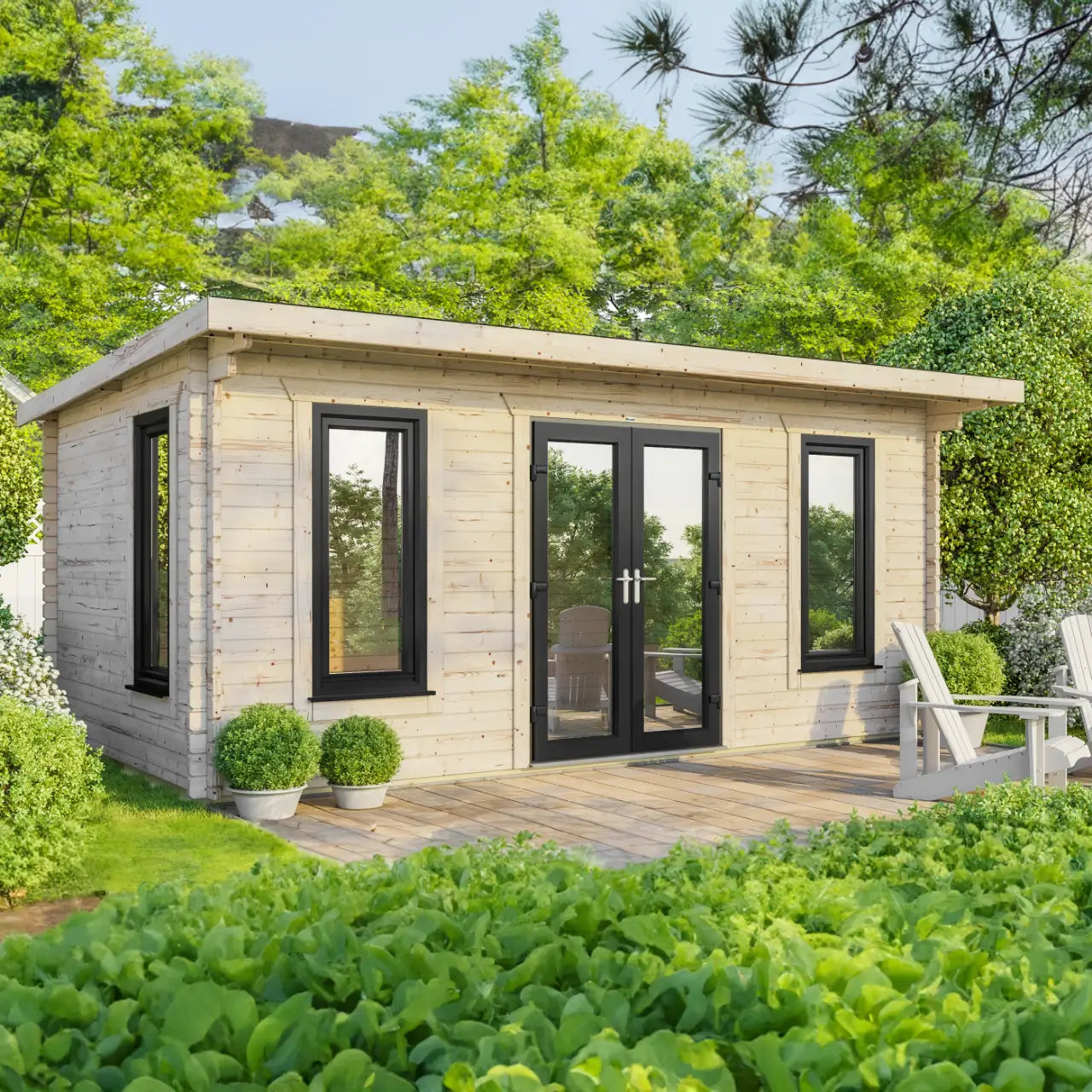 Powersheds Pent Log Cabin - 44mm