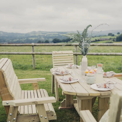 Churnet Valley Ergo 6 Seat Bench & Chair Table Set