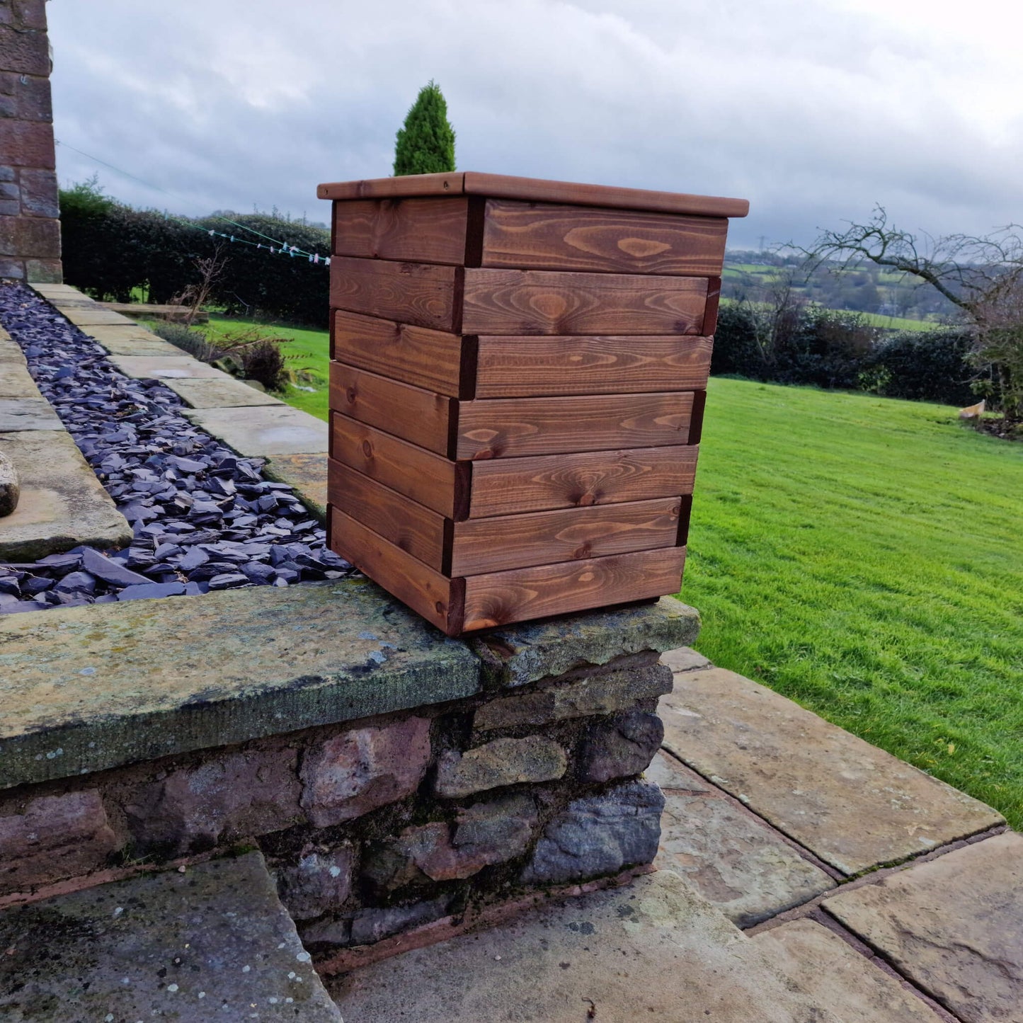 Churnet Valley Brown Valley Planter - Tall Square