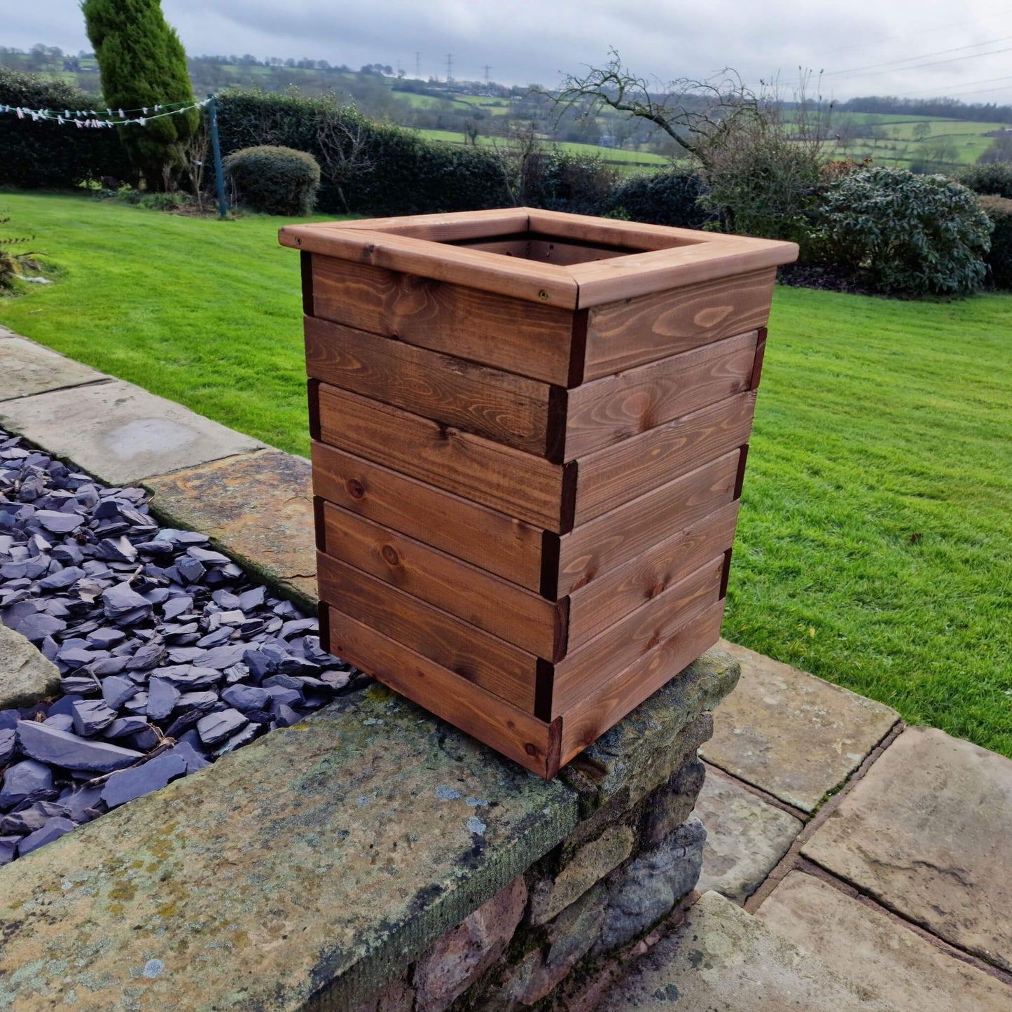 Churnet Valley Brown Valley Planter - Tall Square